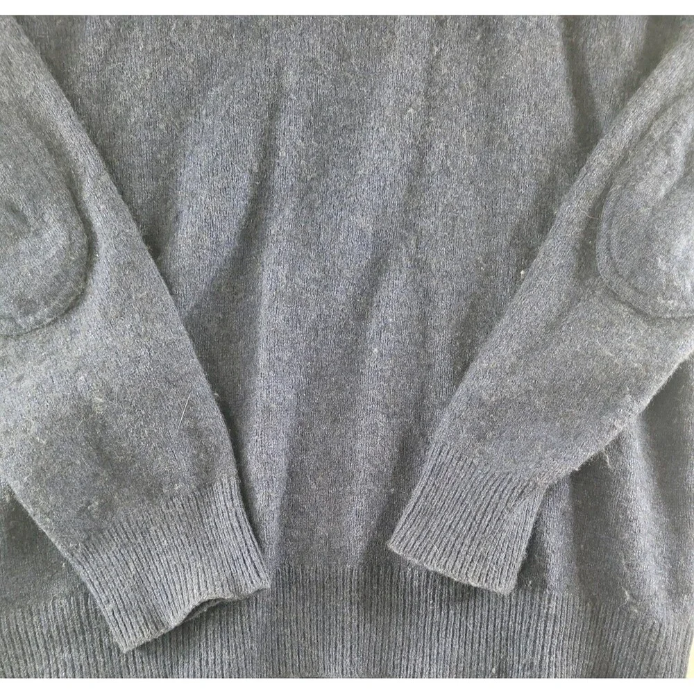 J. Crew Sweater Men XL Slim Blue Merino Wool Alpaca Blend Elbow Pads Grandpa